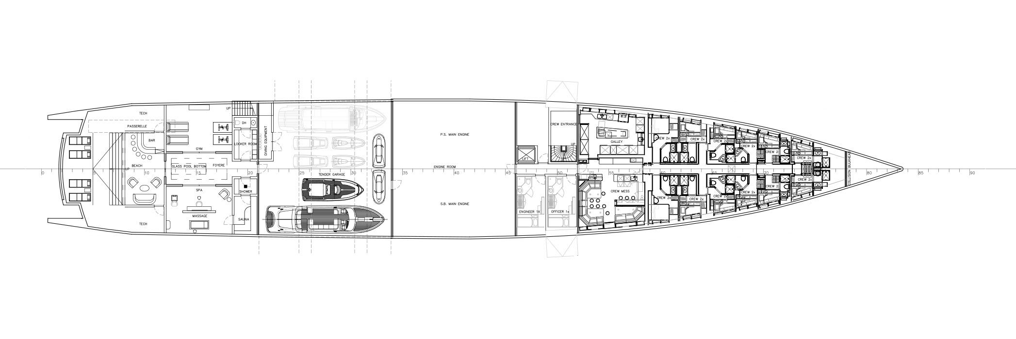 Masterpiece-GA-Lowerdeck New 90m Yacht for Sale | Build a 90m Yacht | Dunya Yachts